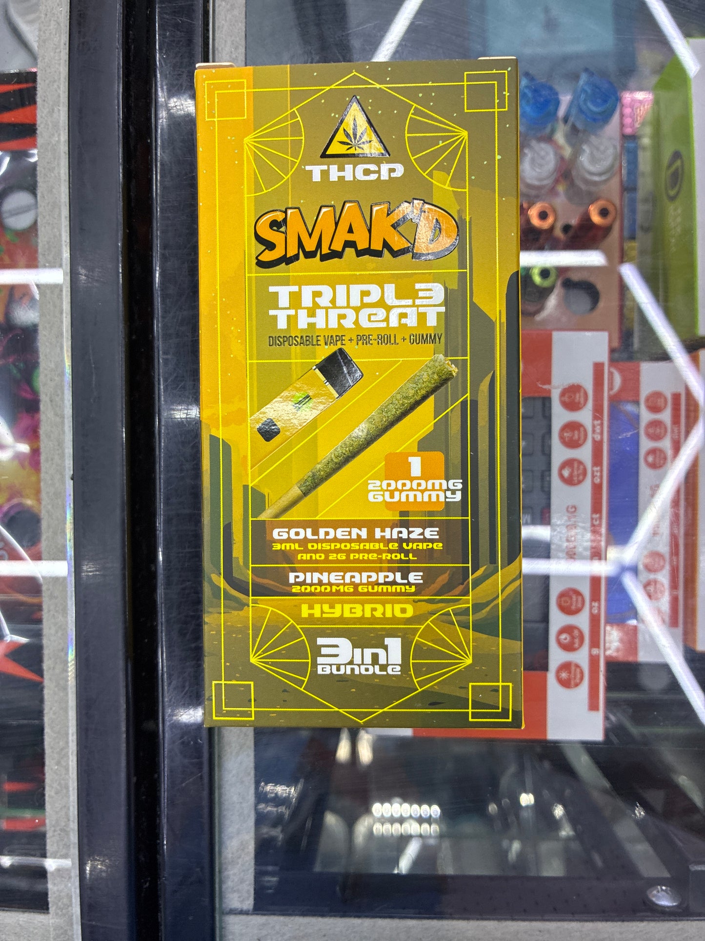 Smakd triple threat disposable vape + preroll + gummy golden haze/pineapple hybrid