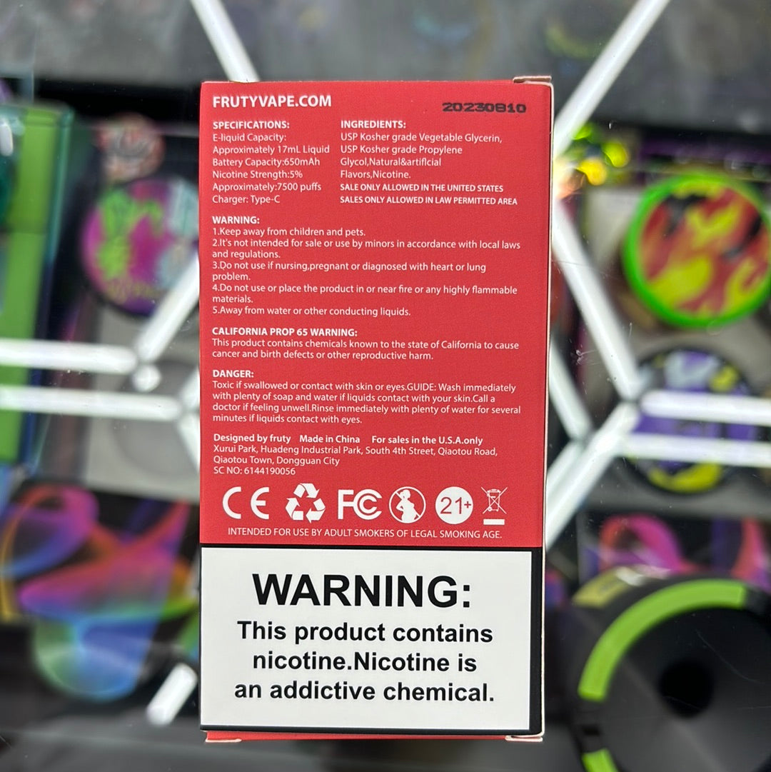 Fruity bar, 7500 puffs watermelon, bubblegum