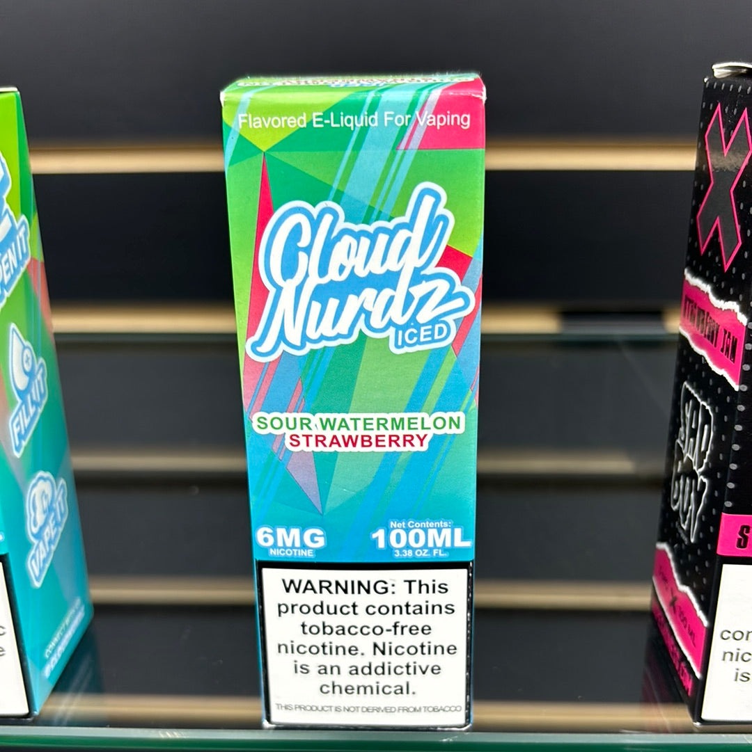 Cloud nurdz sour watermelon, strawberry, iced 6mg