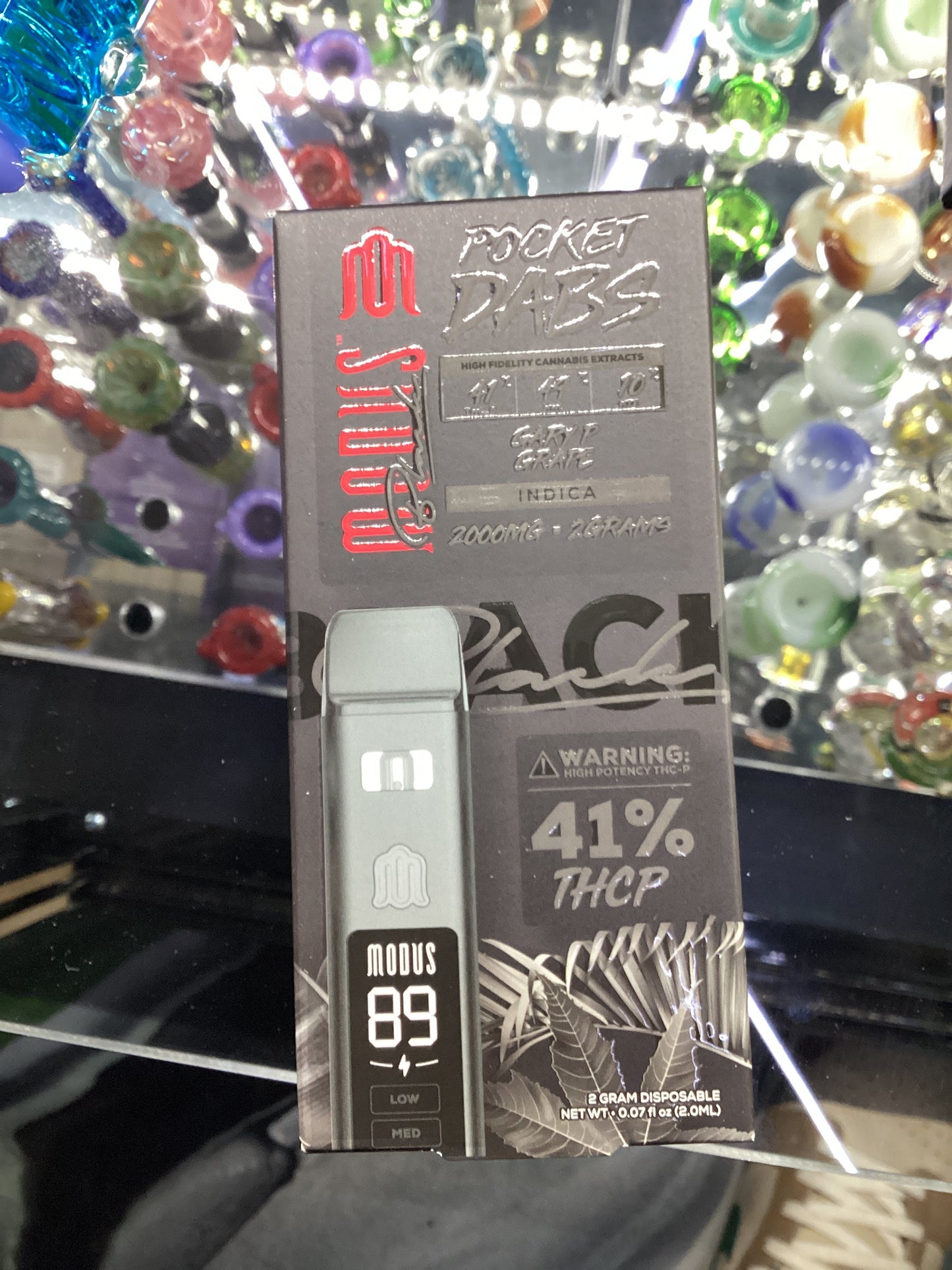 Modus black pocket dabs 2g disposable Gary p grape indica