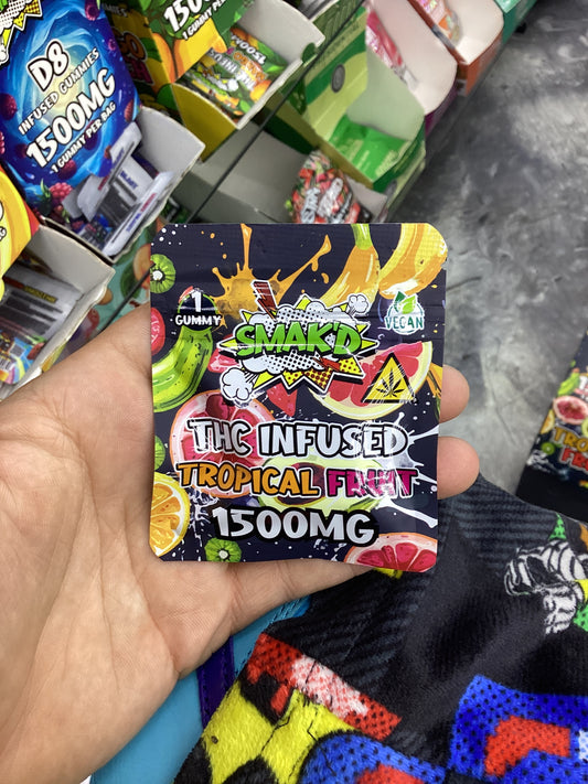 Smak’d THCa infuse gummy’s 1500MG 1 gummy per bag tropical fruit