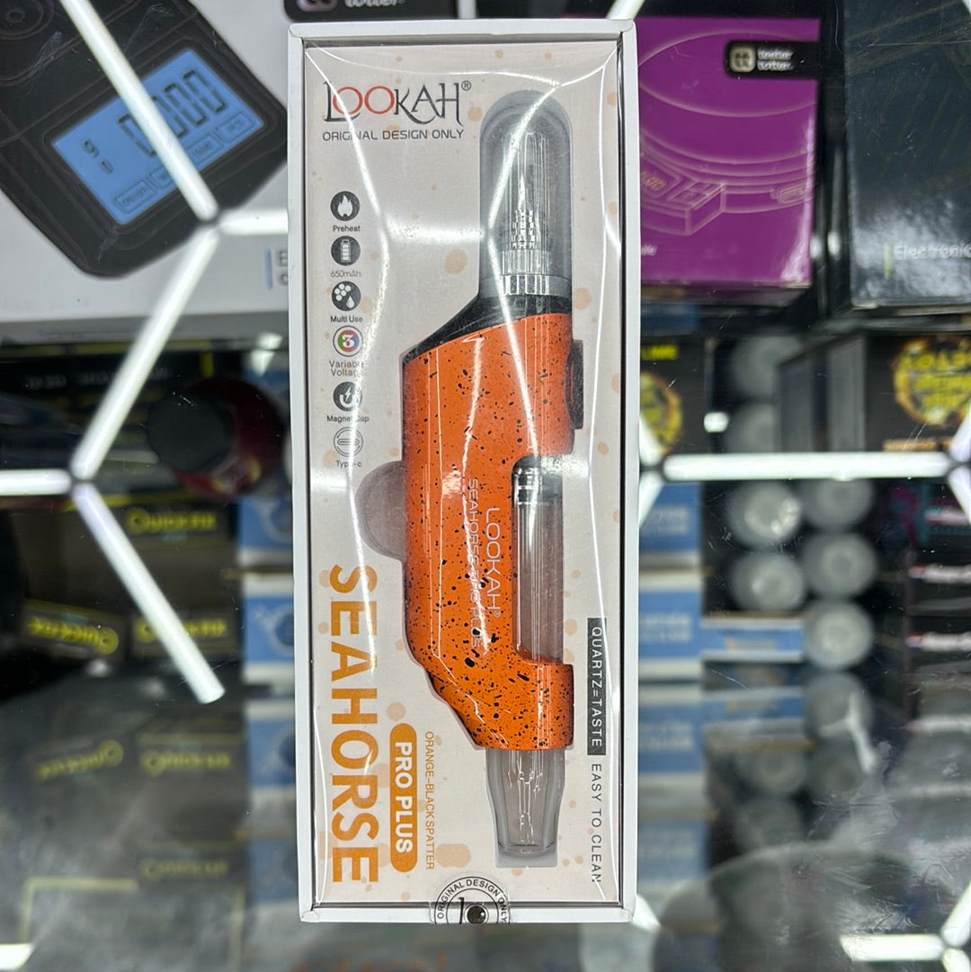 Lookah seahorse pro plus orange& black splattered dots