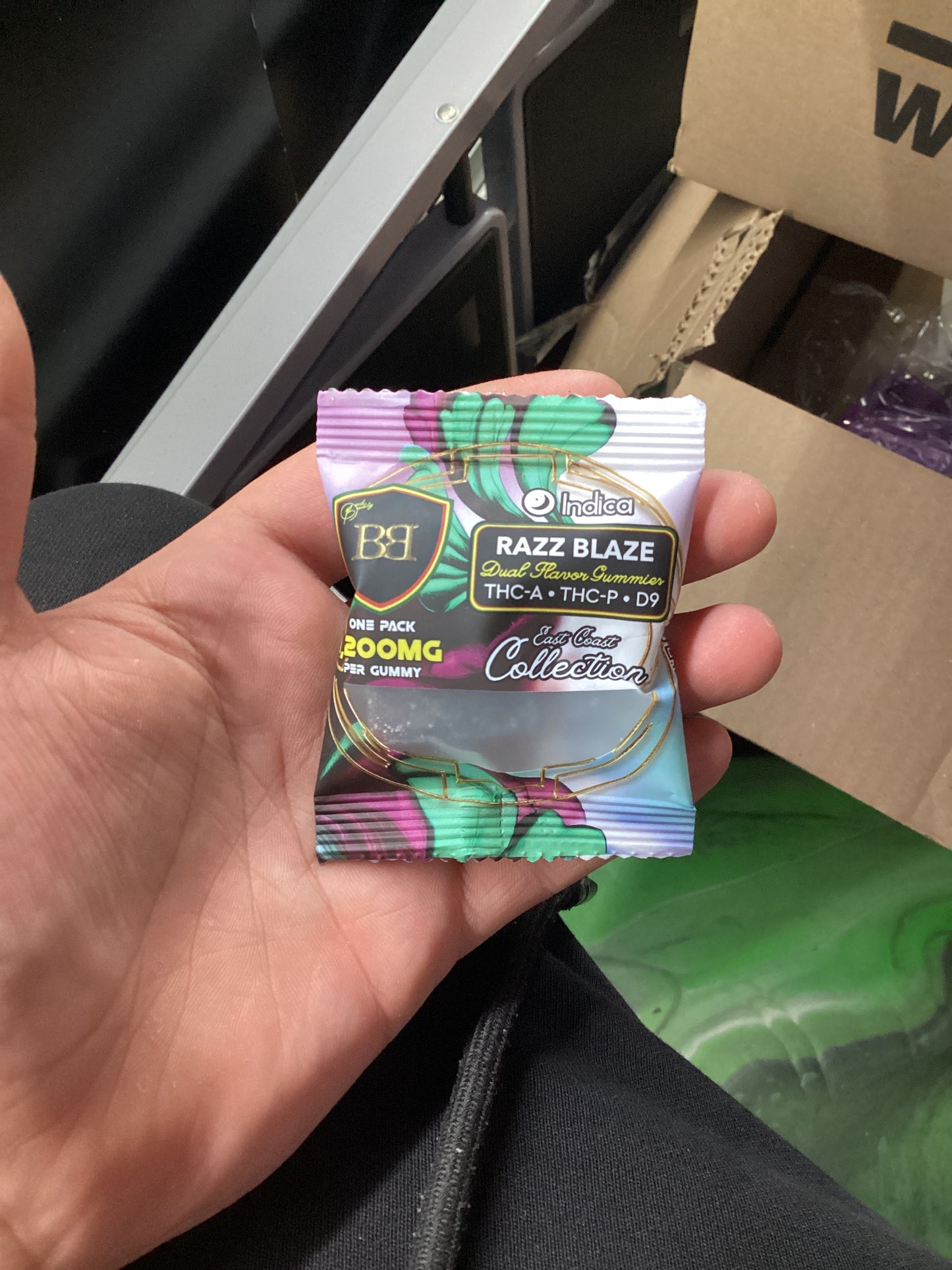 Bud buddy, East Coast collection, razz blaze indica 1200 mg thcp gummy’s