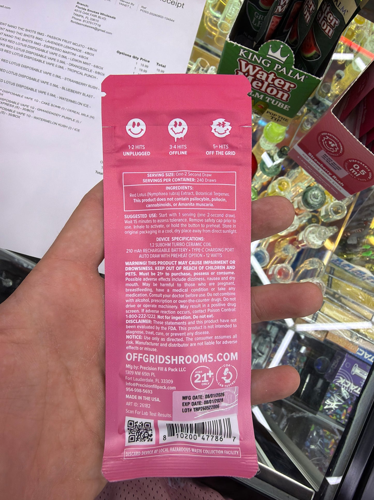 Off Grid Trippy Stick Red Lotus Disposable 0.5ml Vape Strawberry Rush