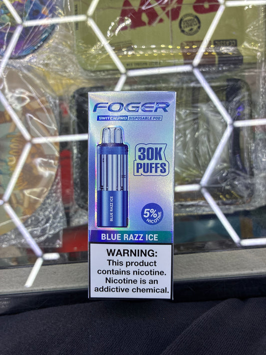 Fogger switch pro disposable pod 30k puffs blue razz ice