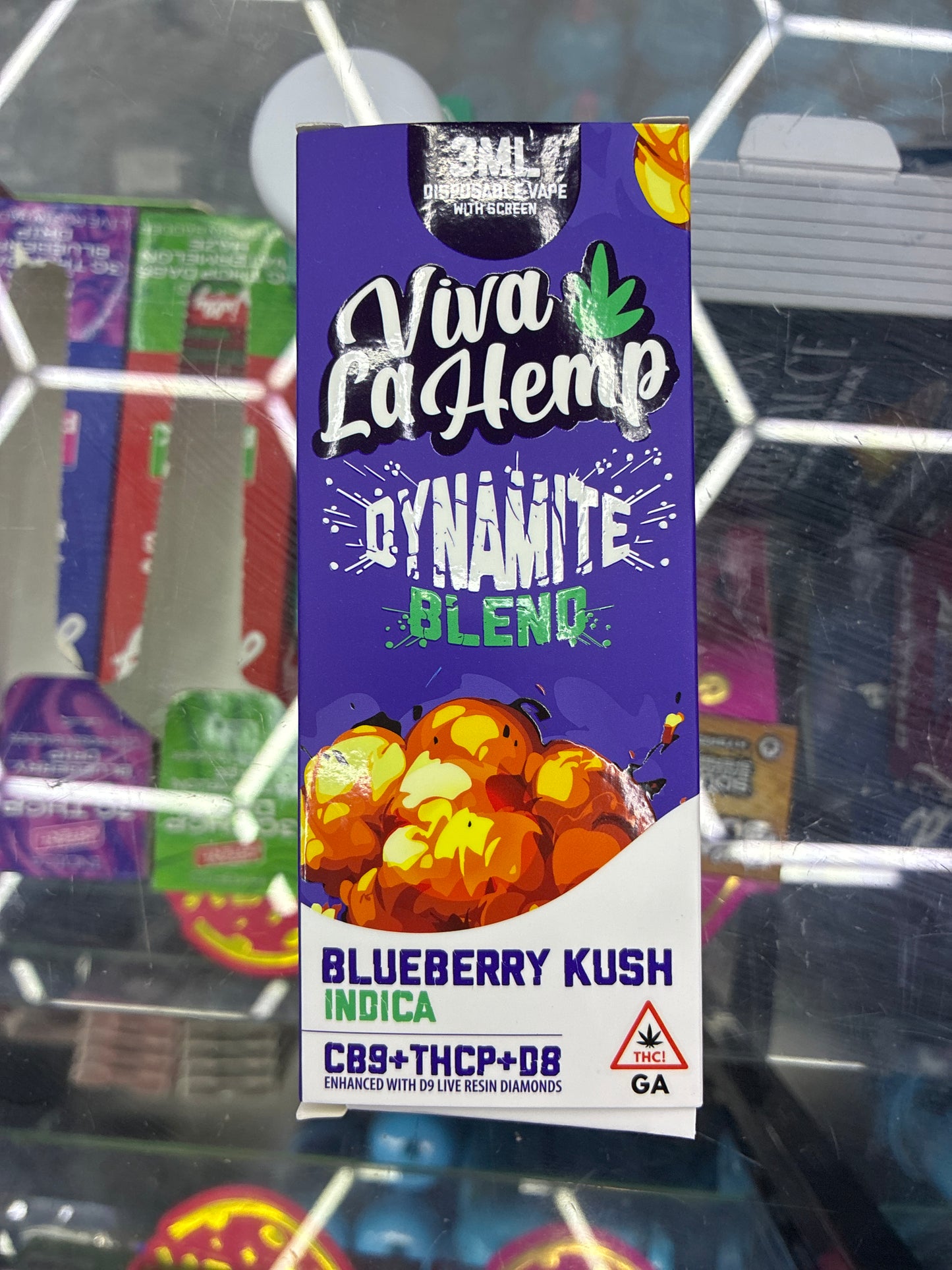Viva la hemp dynamite blend cb9+thcp+d8 3ml indica blueberry kush