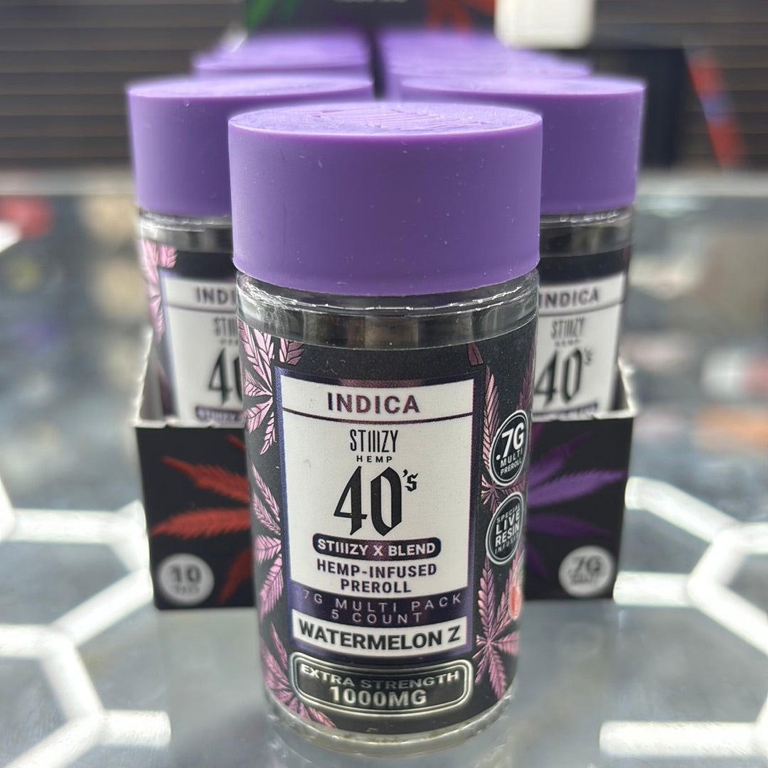 Stizzy 40s stizzy blend watermelon Z Indica 1000mg five count pre-roll live resin