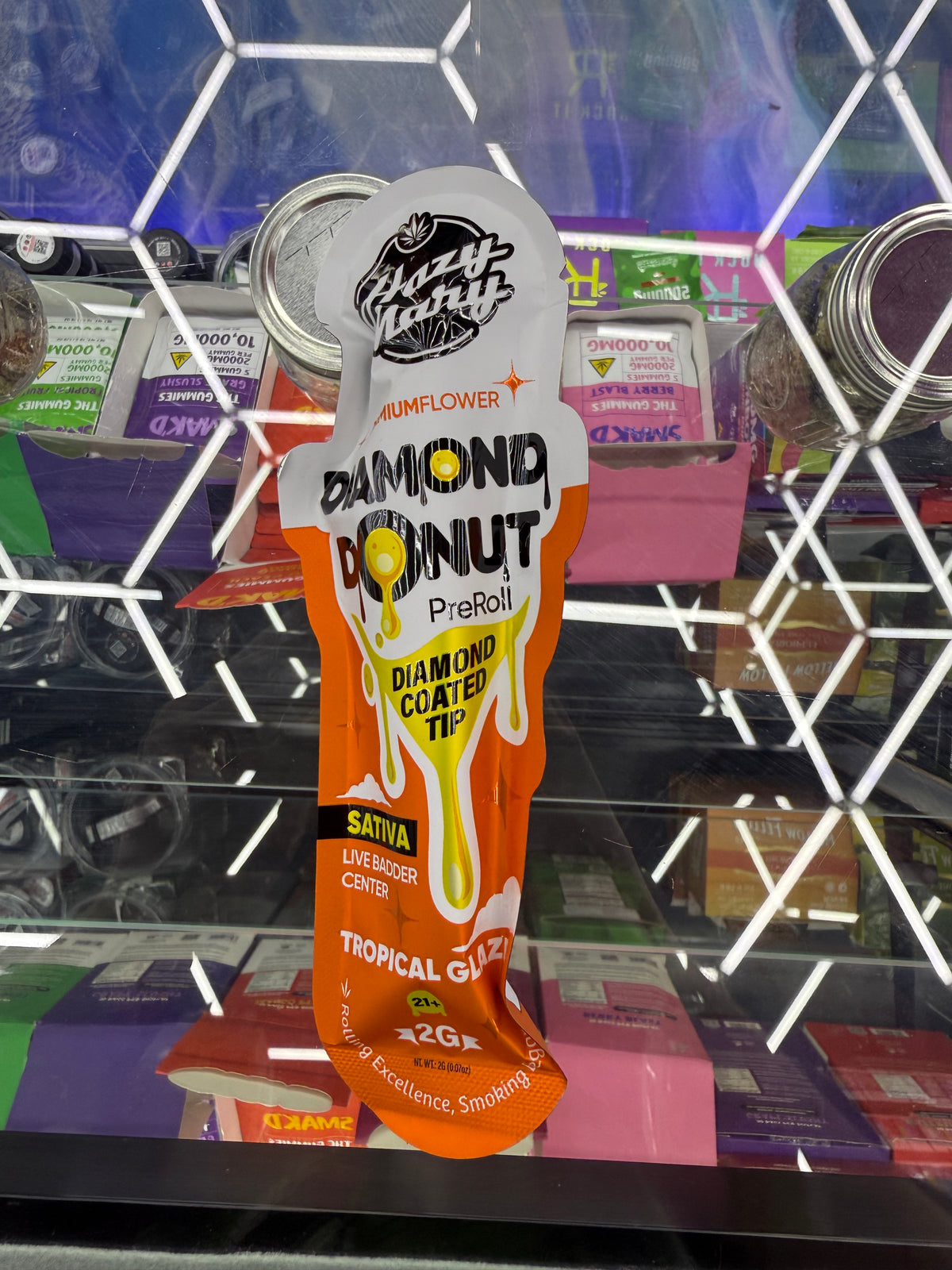 Hazy Mary Diamond Donut Preroll Diamond coated tip Sativa Tropical Glaze 2G