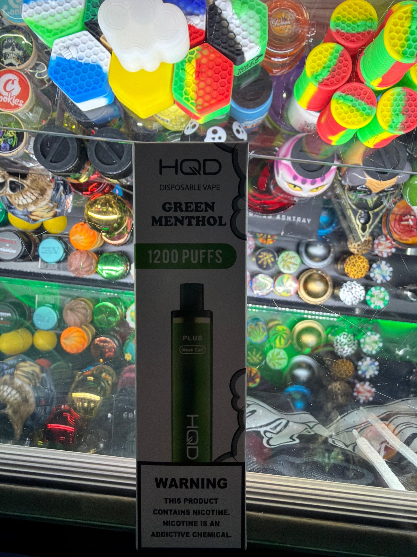 HQD green menthol 1200 puffs curvie plus