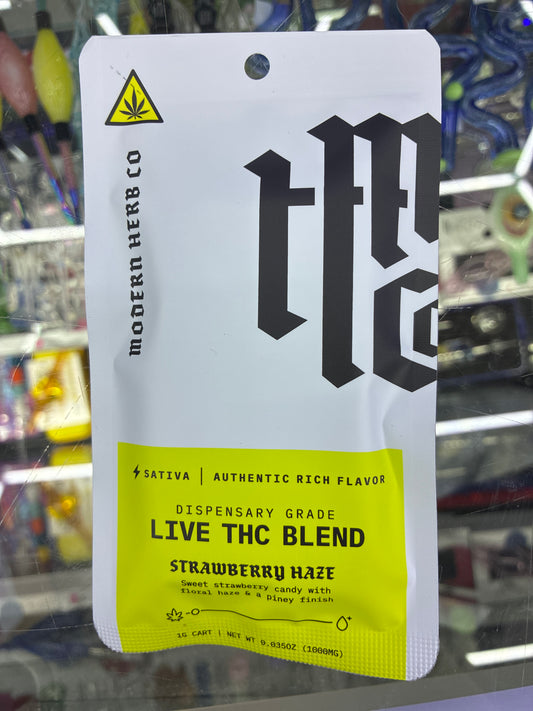 Modern Herb Co live Thc-a dispensary grade blend 1g cartridge Strawberry Haze sativa