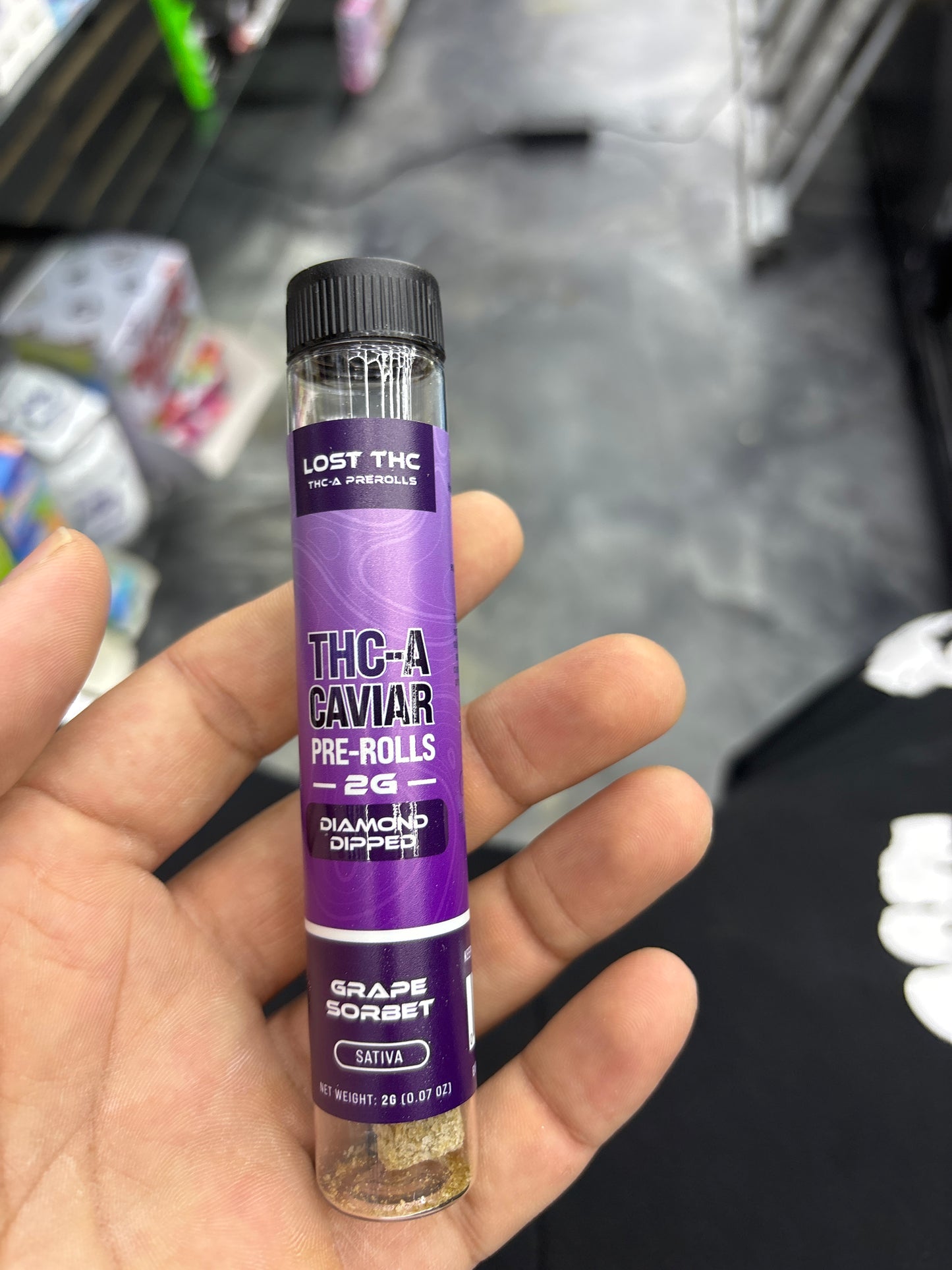 Lost thc-a Diamond dipped 2G pre-roll grape sherbet sativa