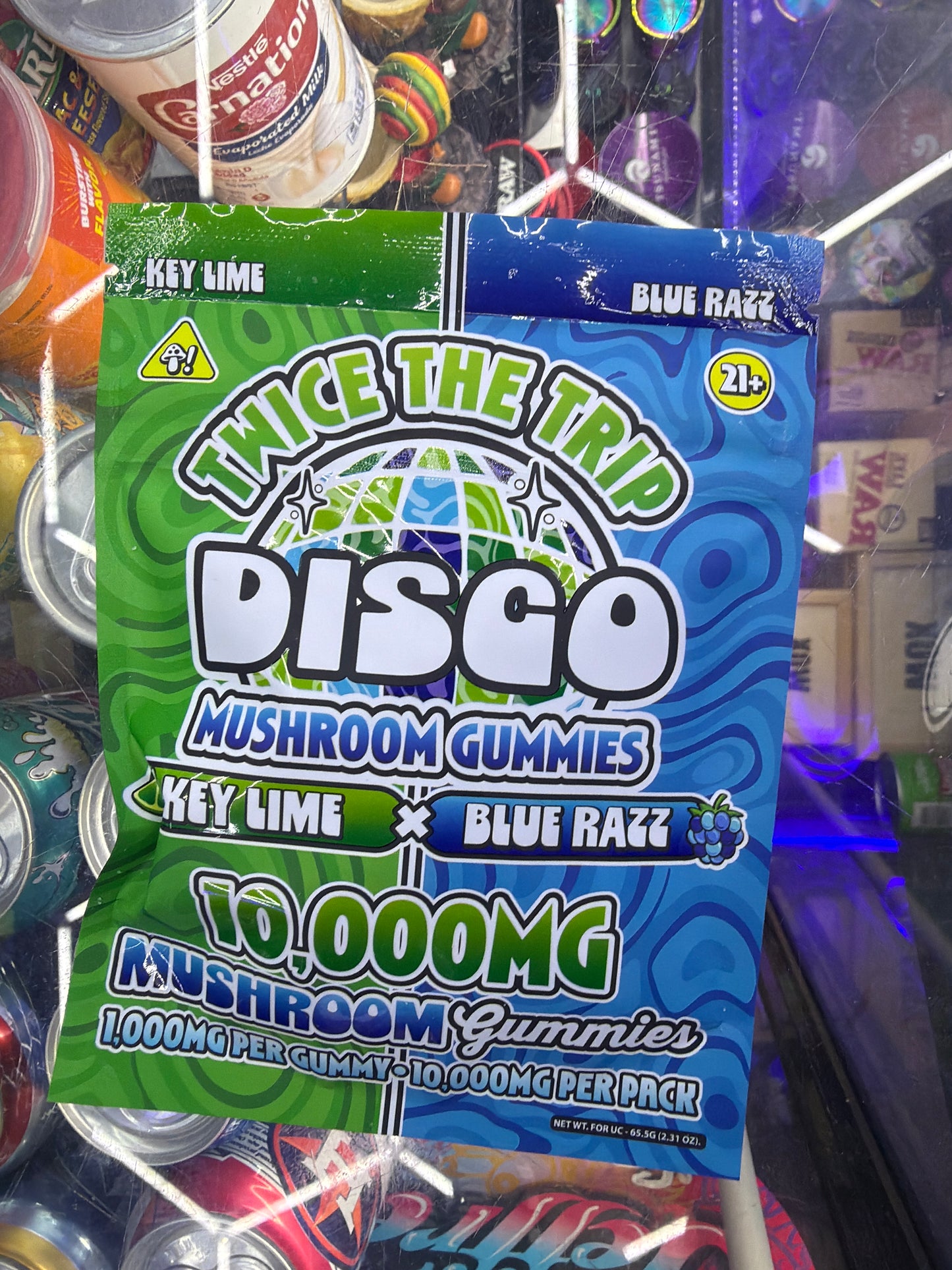Disco Twice The Trap Mushroom gummies 10ct x 1000mg Key lime/ Blue Razz