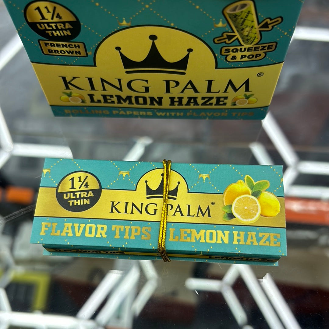 King palm 1 1/4 ultra thin flavor, tips, lemon haze, joint wraps, French brown paper