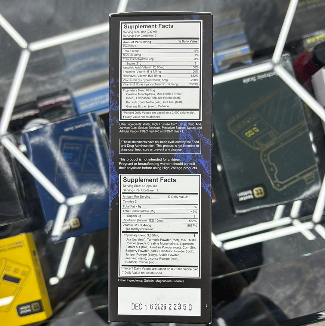 High voltage double flush blue berry flavor 16oz detox drink