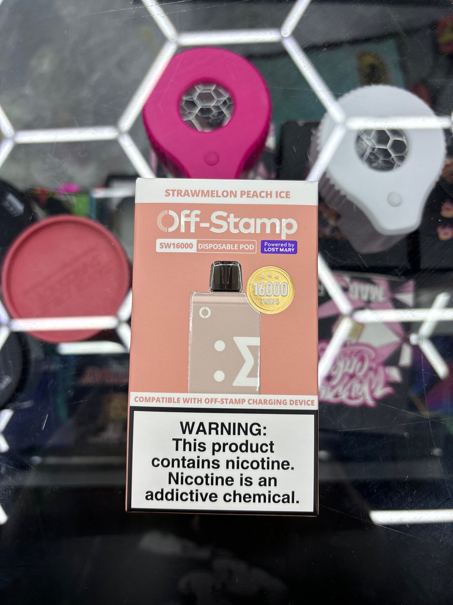Off stamp pod strawmelon peach ice 16k puffs