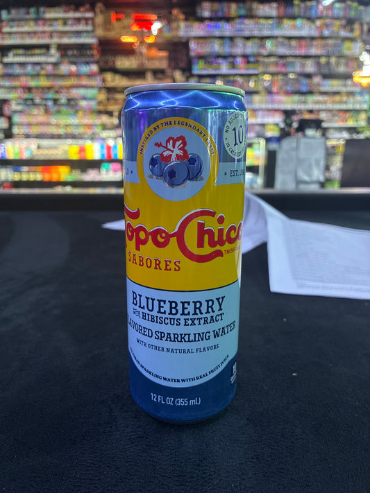 Topo Chico sabores blueberry with hibiscus flavored sparkling water 12floz