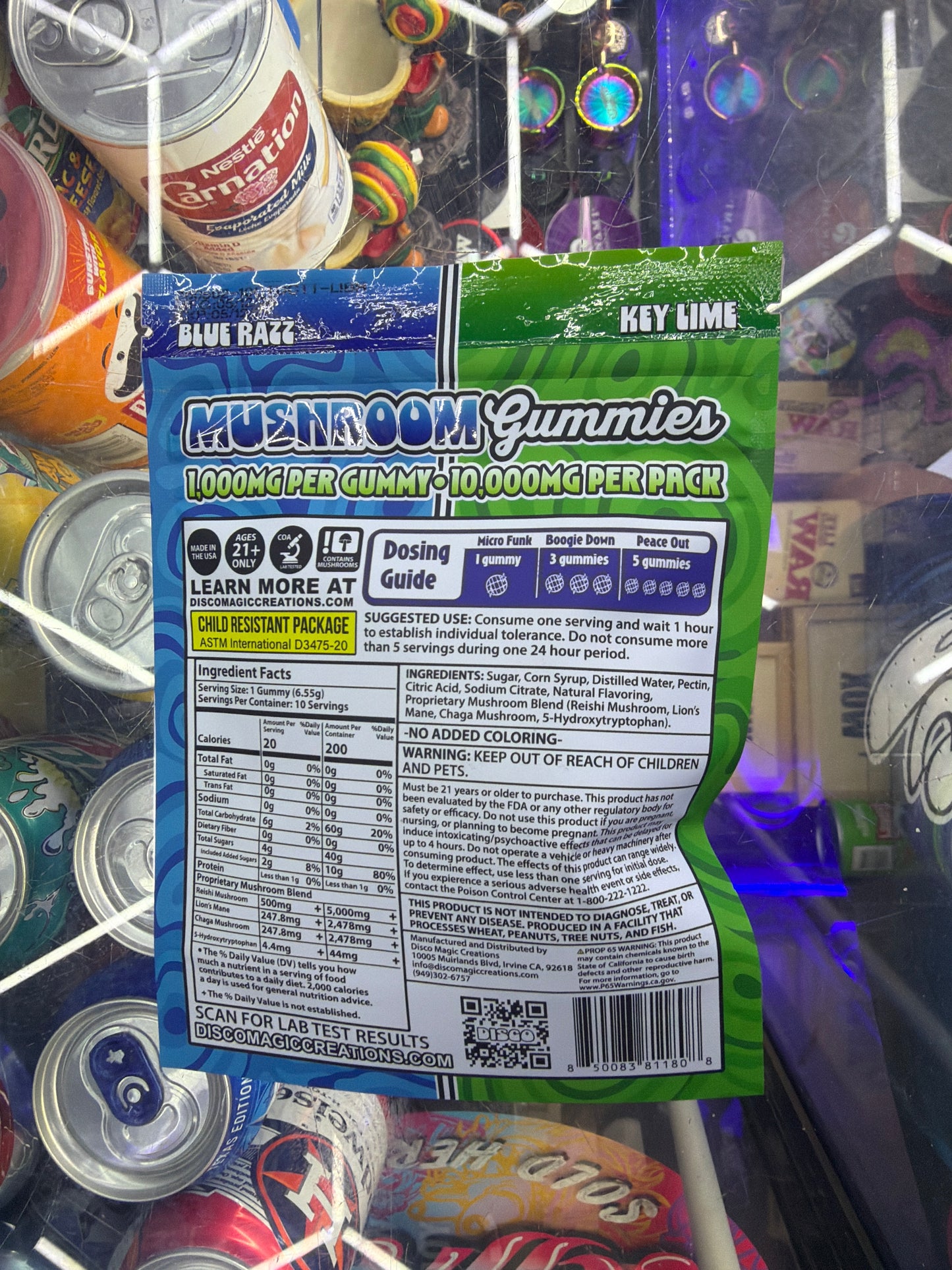 Disco Twice The Trap Mushroom gummies 10ct x 1000mg Key lime/ Blue Razz