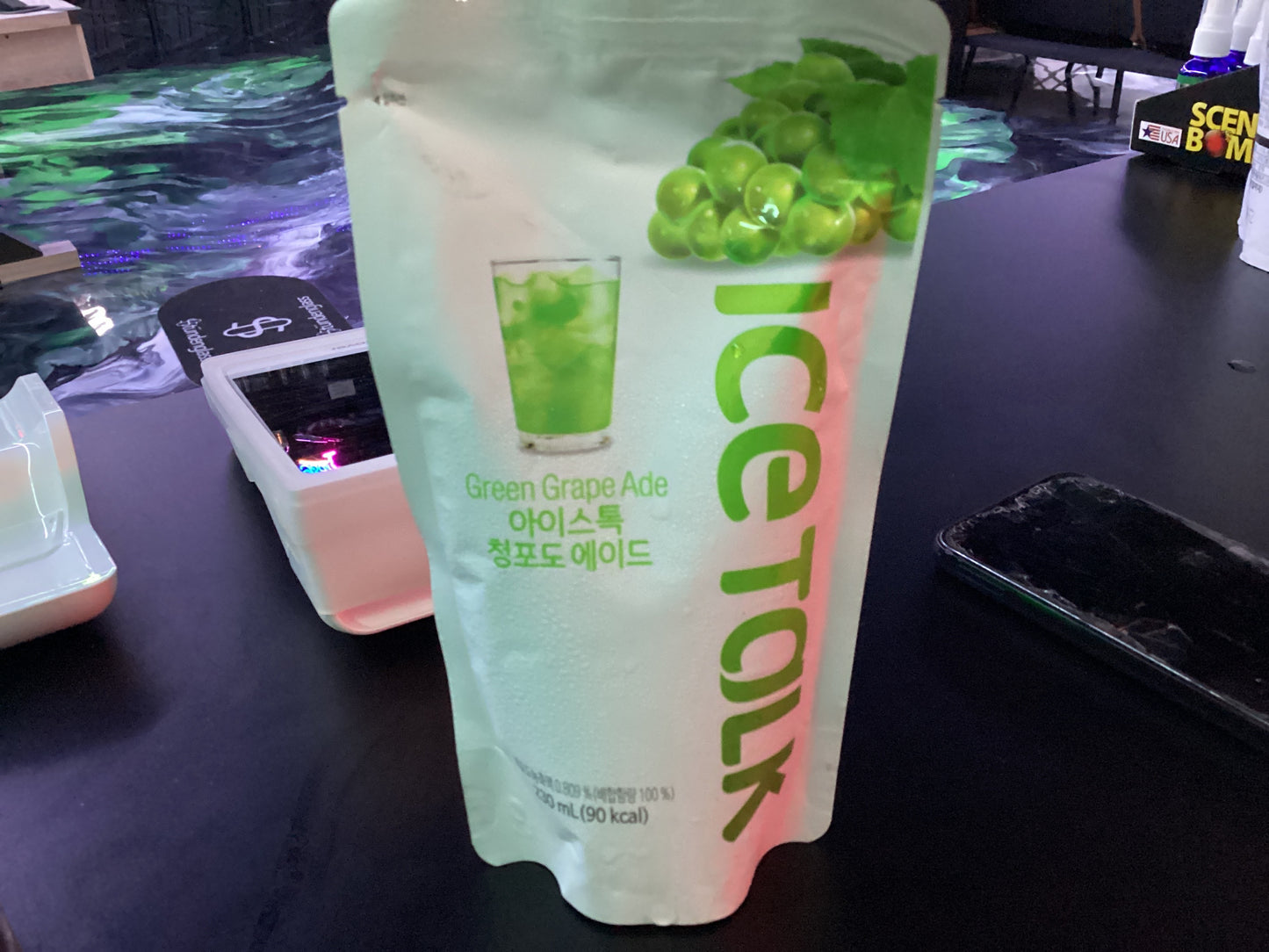 Ice talk green grape ade