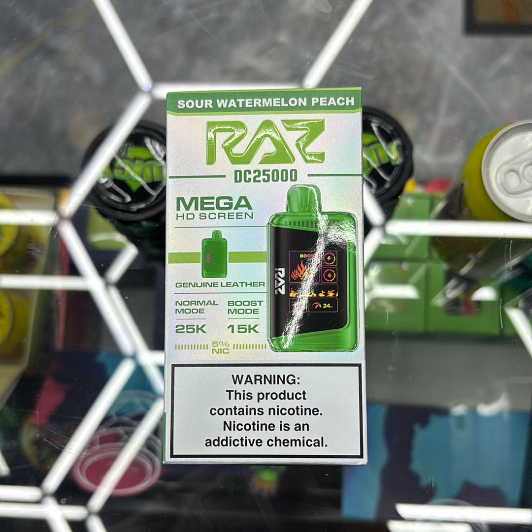 Raz dc25000 25k puffs sour watermelon peach ￼