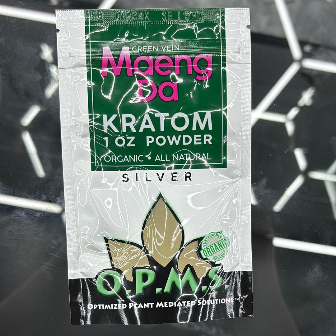 OPMS, maeng da, Kratom , 1oz powder, silver