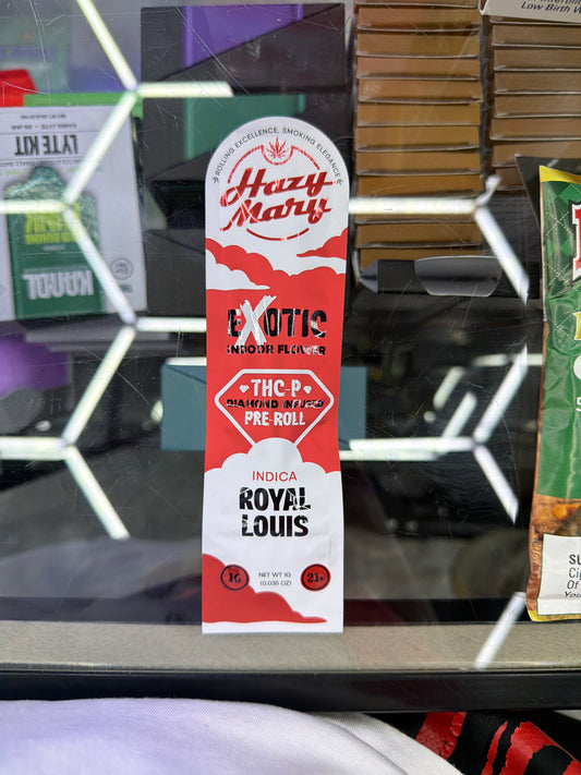 Hazy Mary Delta exotic preroll THCP Diamond infused 1G Royal Louis indica