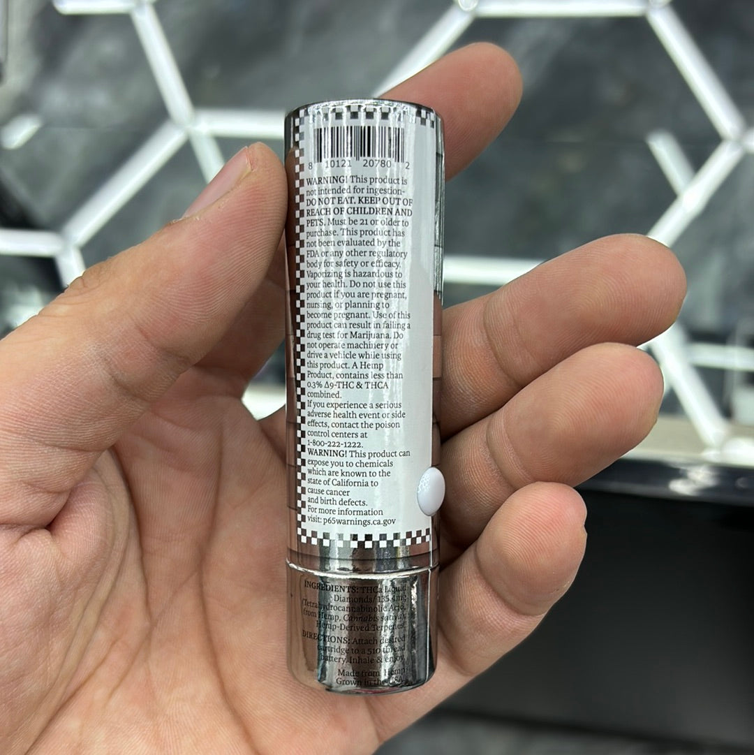 Twenty one Cannabis, THCA, liquid diamonds white runts, Indica 2G vape cartridge