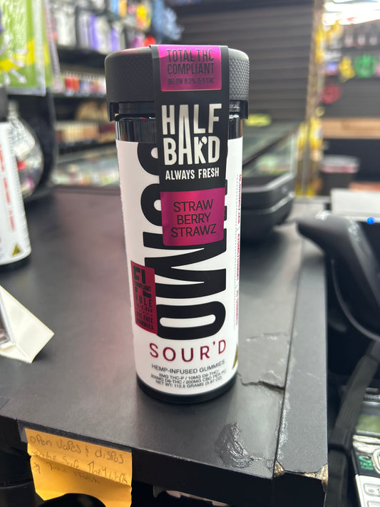 Half baked THCP sourd sumo gummy 10000mg 25ct jar strawberry strawz