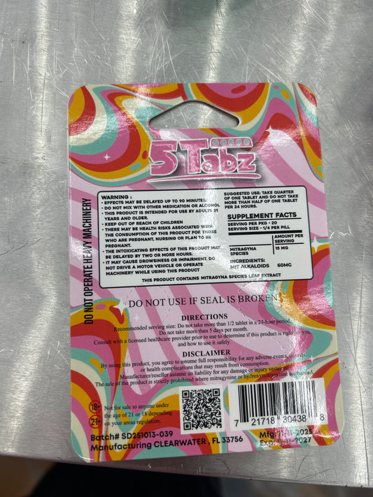 5tabz Kratom extract tablets 200mg per 1000mg total