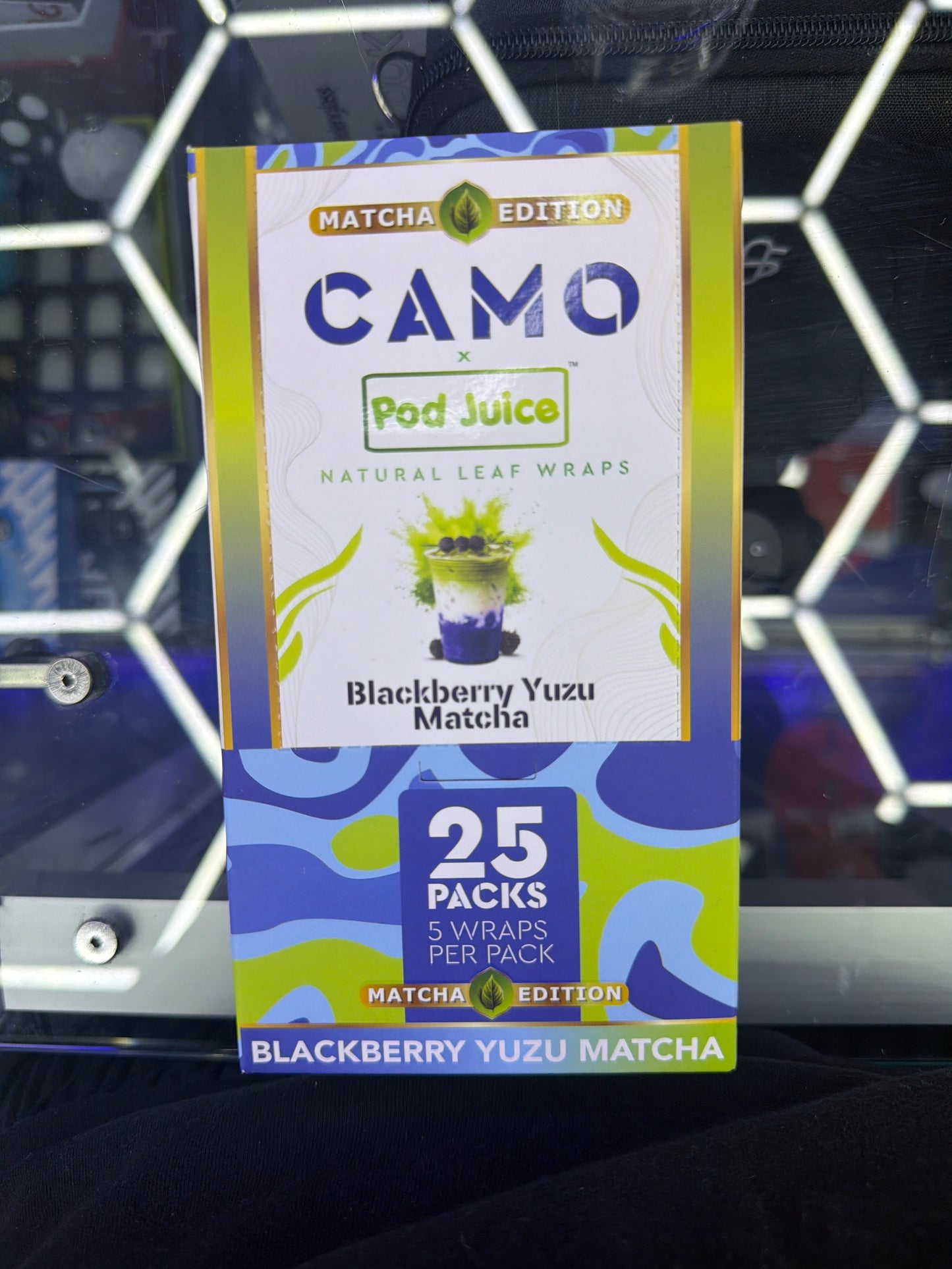 Camo leaf wrap Blueberry yuzu matcha