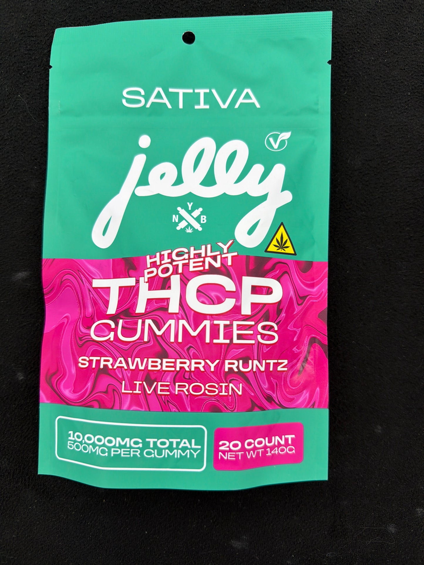 NYB jelly THCP gummies live rosin 10,000mg total 500per gummy strawberry runtz sativa