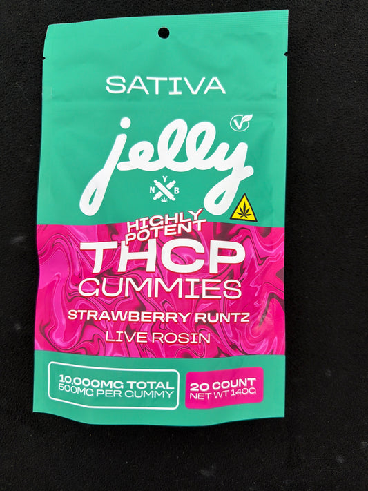 NYB jelly THCP gummies live rosin 10,000mg total 500per gummy strawberry runtz sativa
