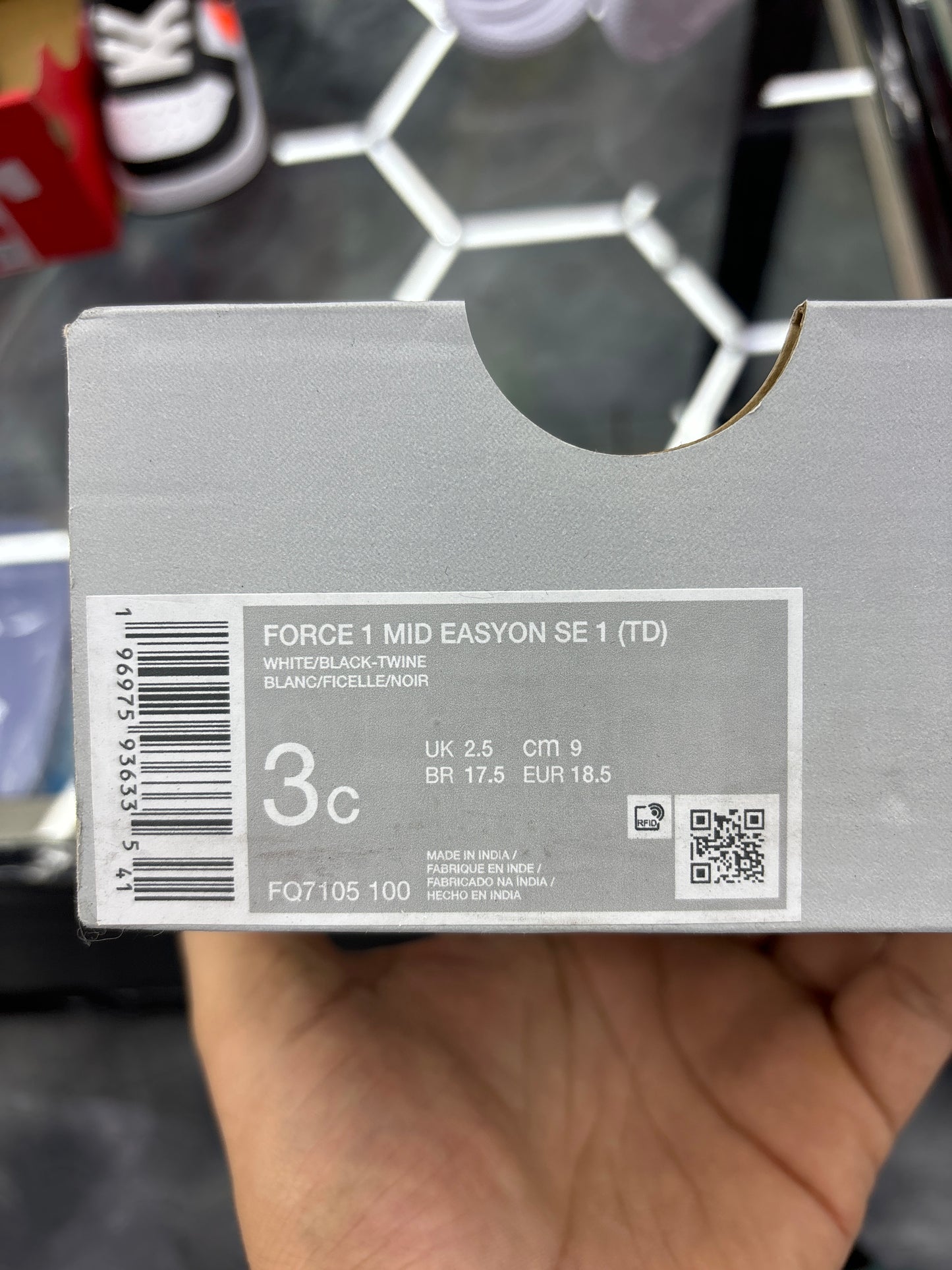 Nike Force one mid easy easy on SE oneTD white/black twine 3C