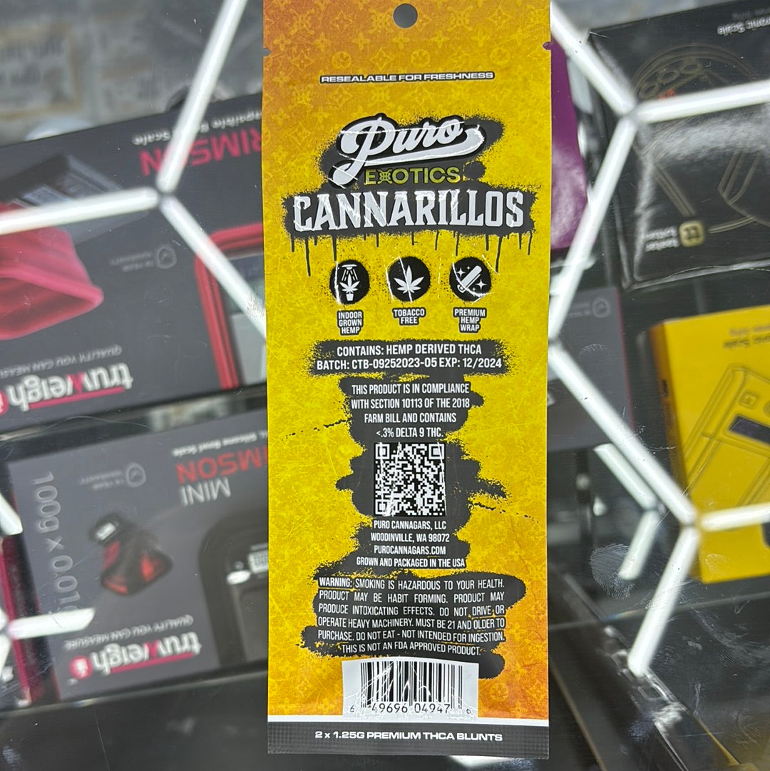Puro exotics cannarillos cheese quake 2.5G pre- roll blunts indica