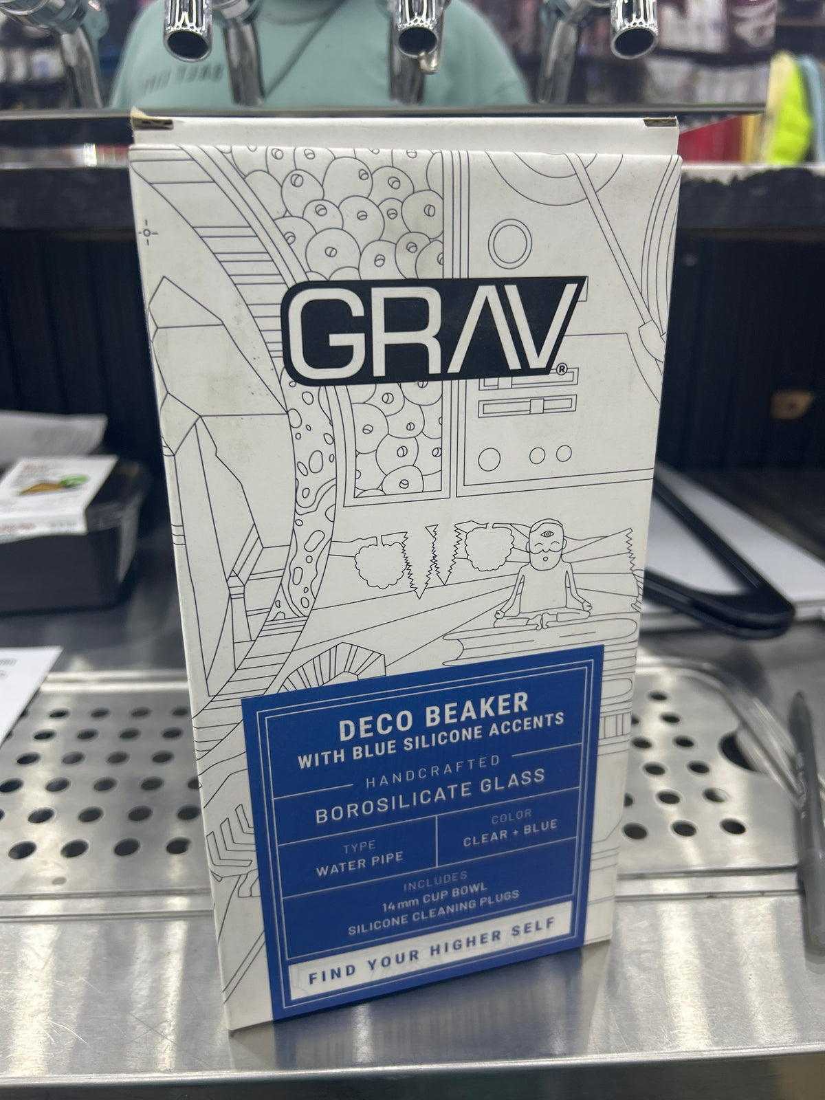 Grav deco beaker with blue  silicone accents