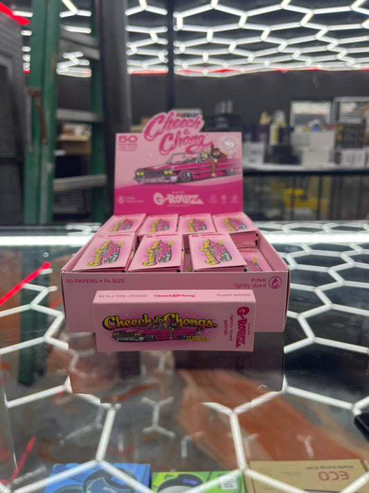 G-rolls pink papers 1 1/4 size w/ tips Cheech & chong