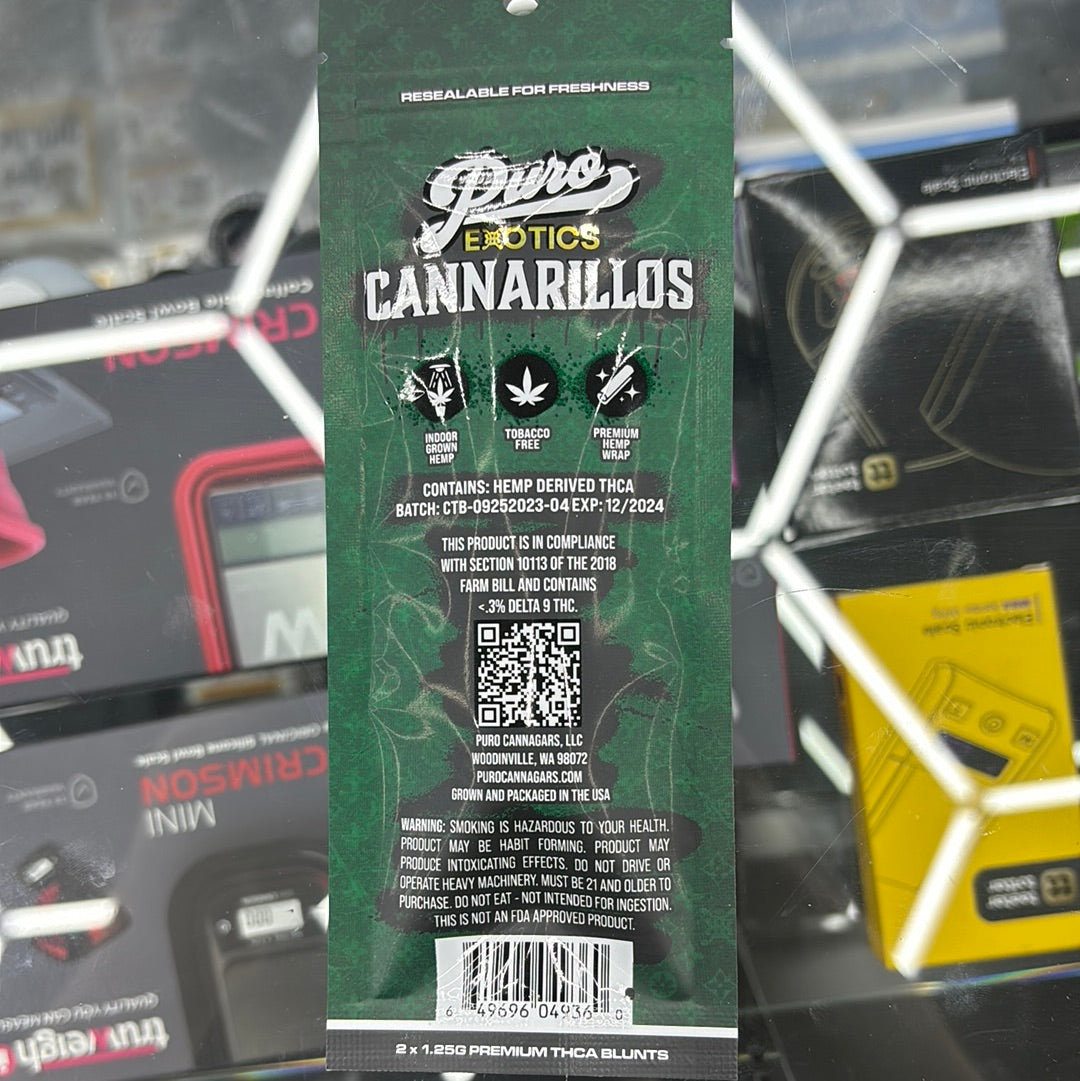 Puro exotics cannarillos gas face 2.5G pre- roll blunts hybrid