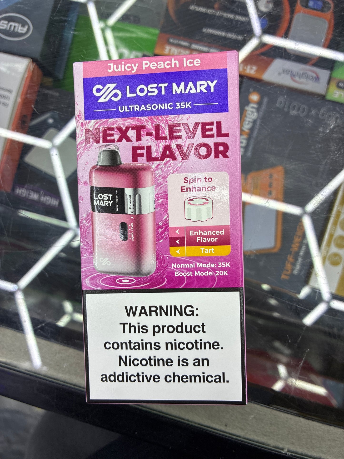 Lost Mary ultrasonic 35k next level flavor juicy peach ice