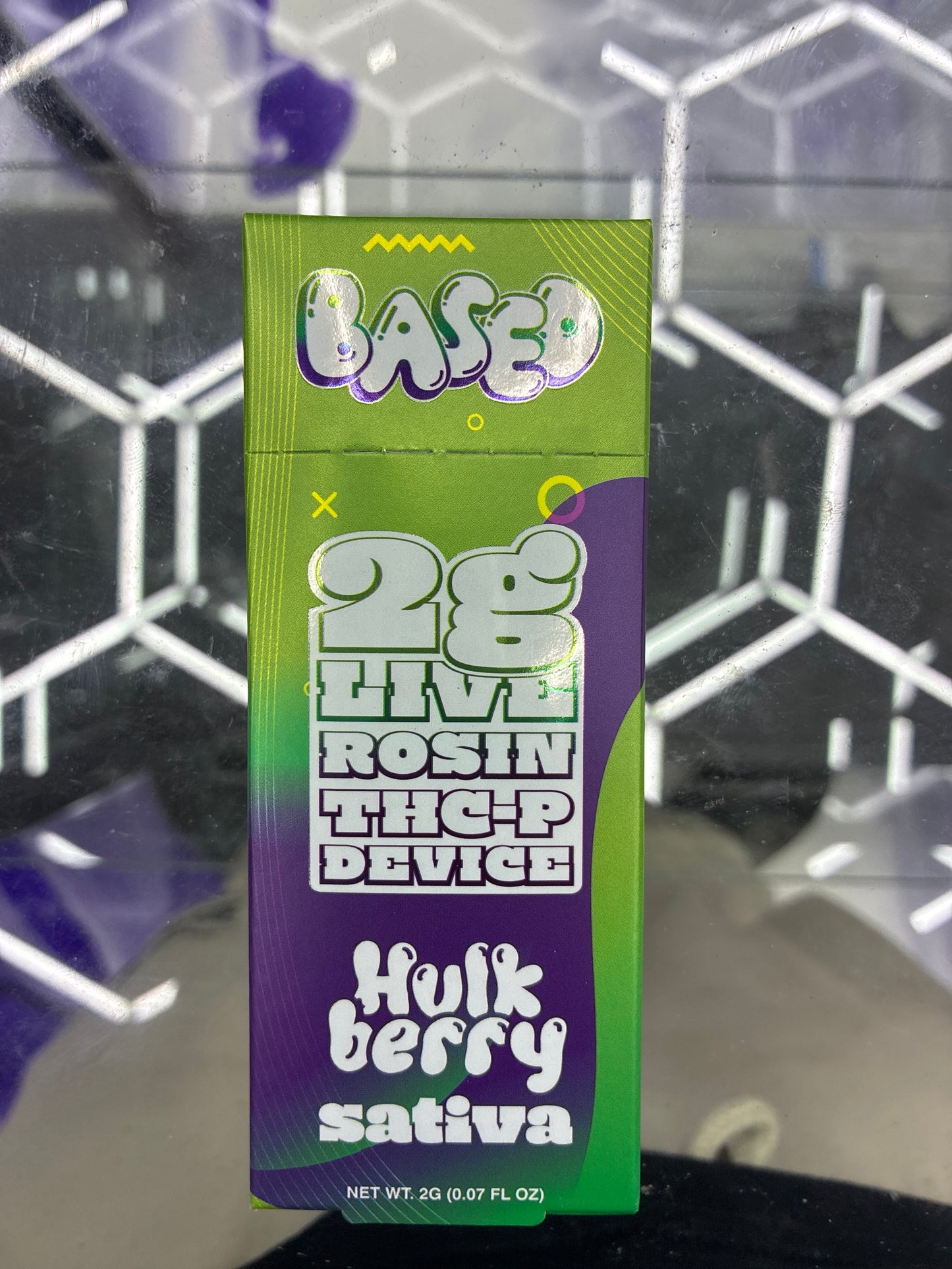 Based 2g live rosin thc-p device hulk berry sativa