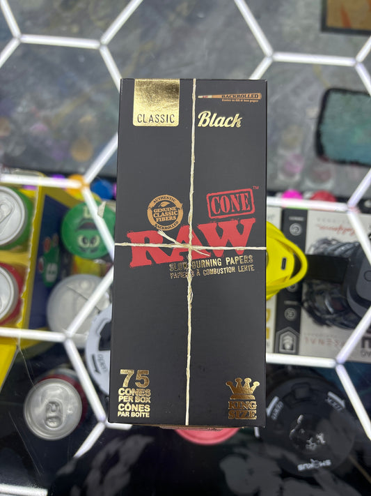 Raw black 75 cones per box king size