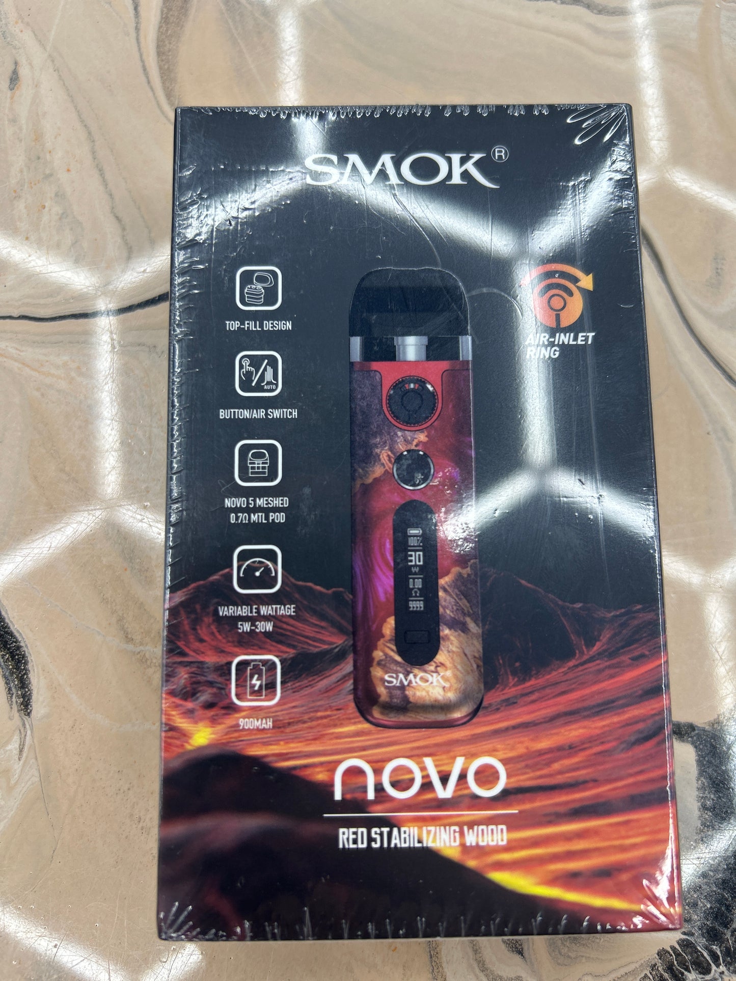 Smok novo 5 kit red stabilizing wood