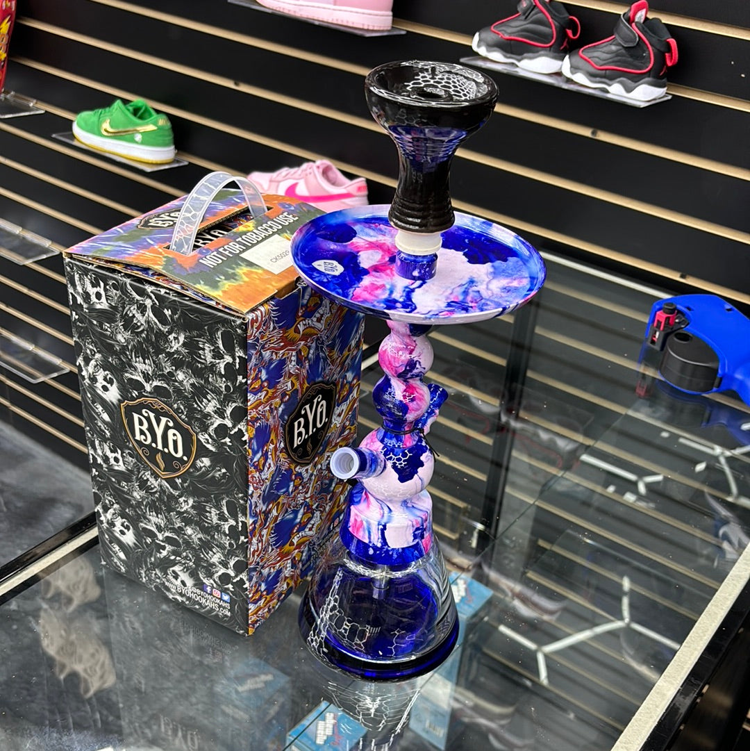 B.y.o colorful, smoky, purple, pink, and blue hookah