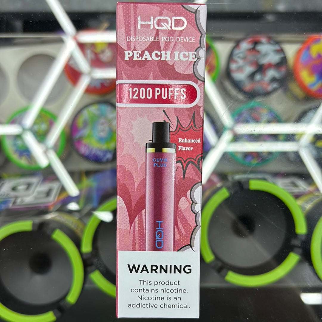 HQD peach ice, 1200 puffs curvie plus