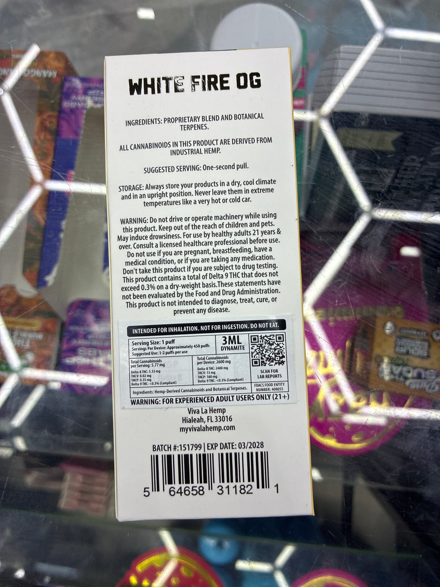 Viva la hemp dynamite blend cb9+thcp+d8 3ml hybrid white fire og