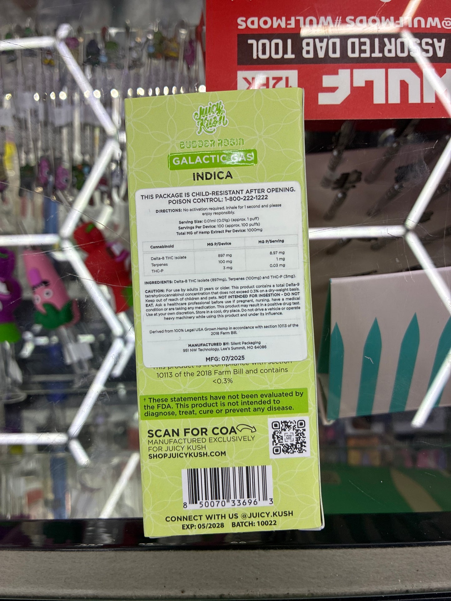 Juicy kush budder rosin 1g vape galactic gas indica