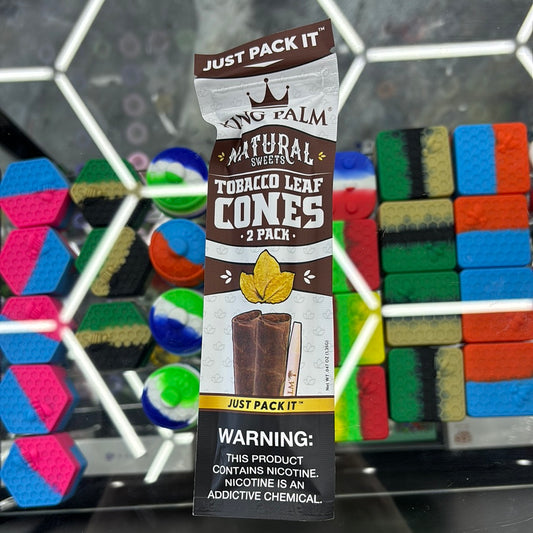 King palm natural tobacco leaf cones, 2 pack