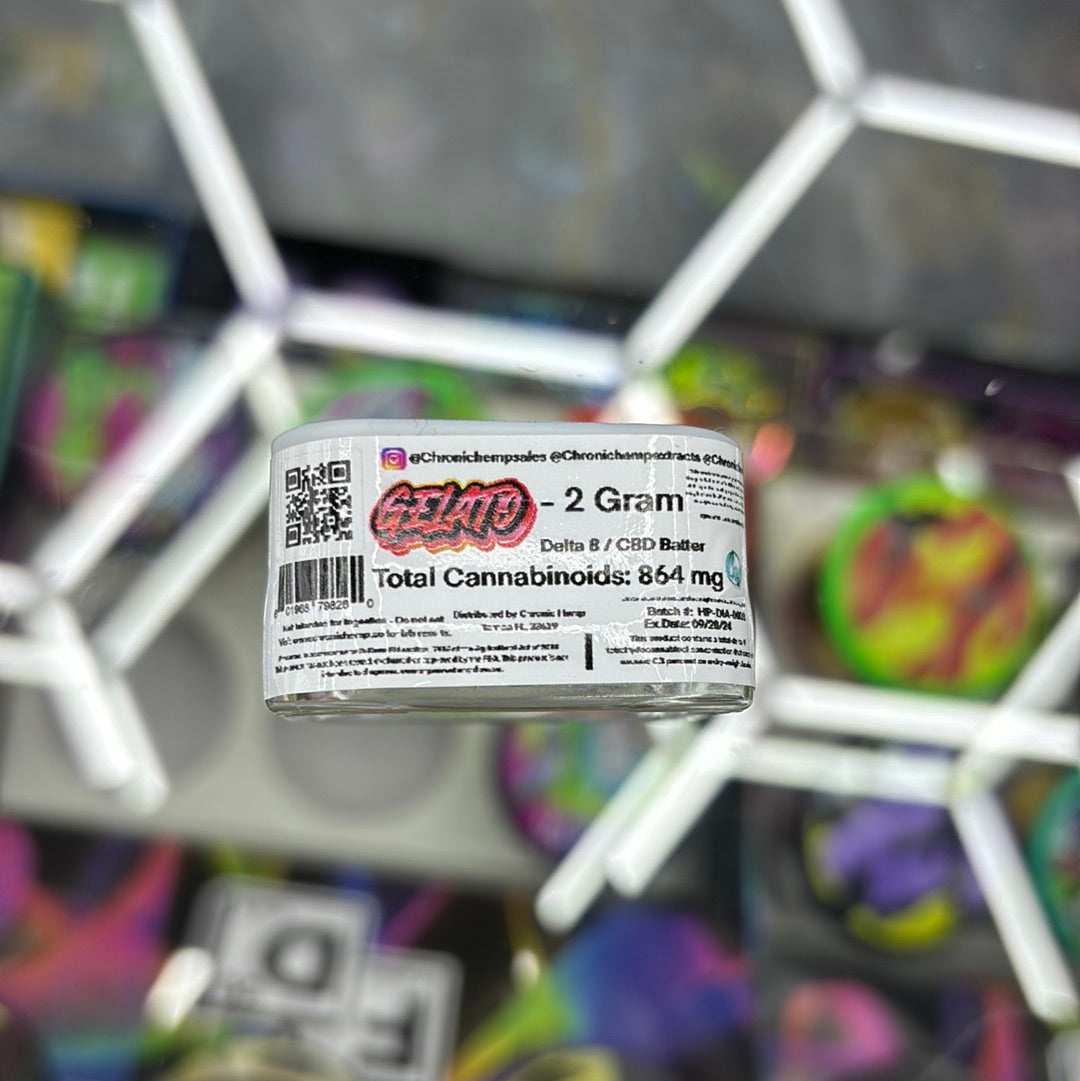 Chronic hemp gelato hybrid, delta 8/CBD batter 2G