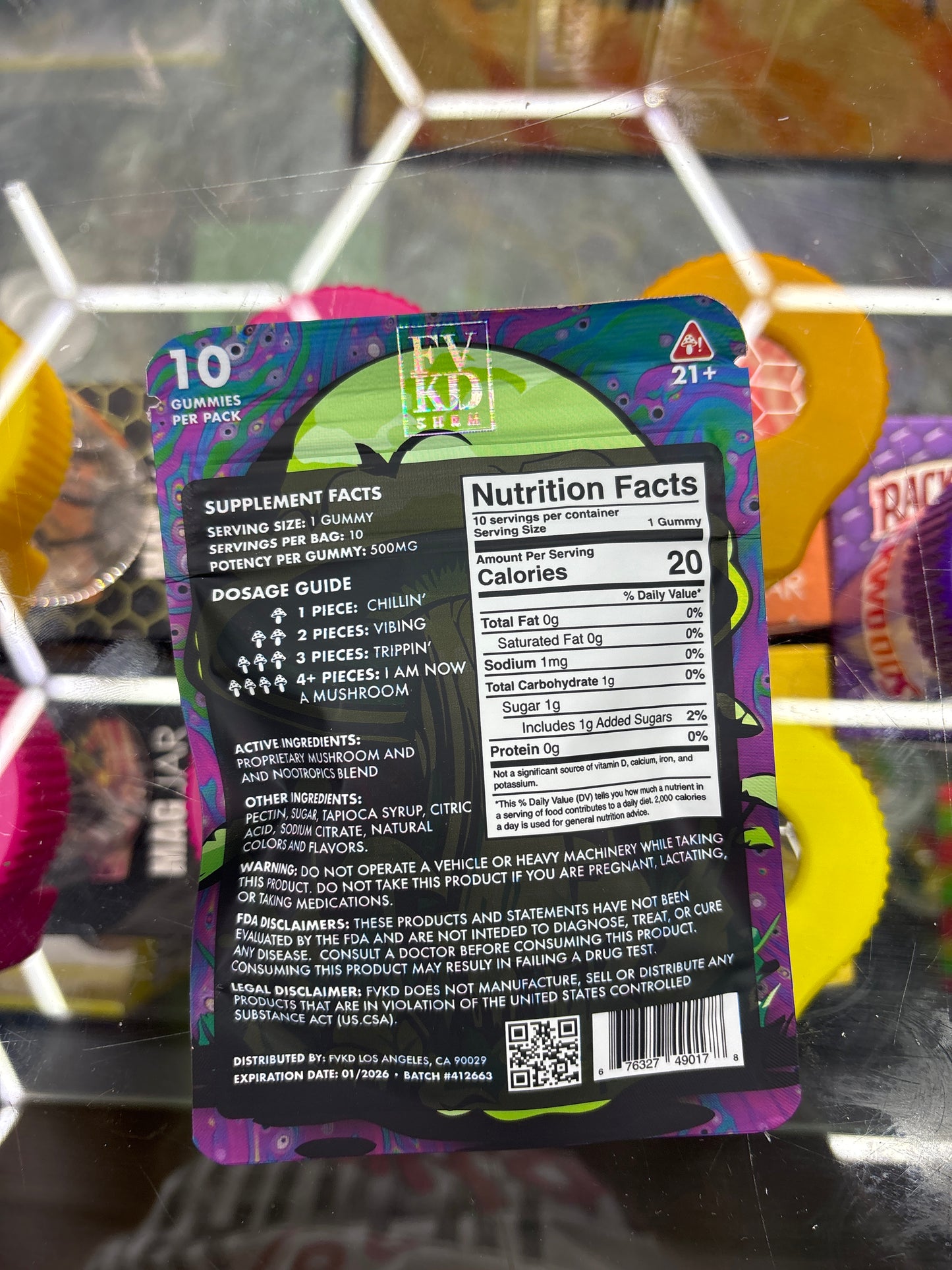 Fvkd enhance hypo mushroom gummy’s green apple 500 MG per gummy 5000 MG per bag