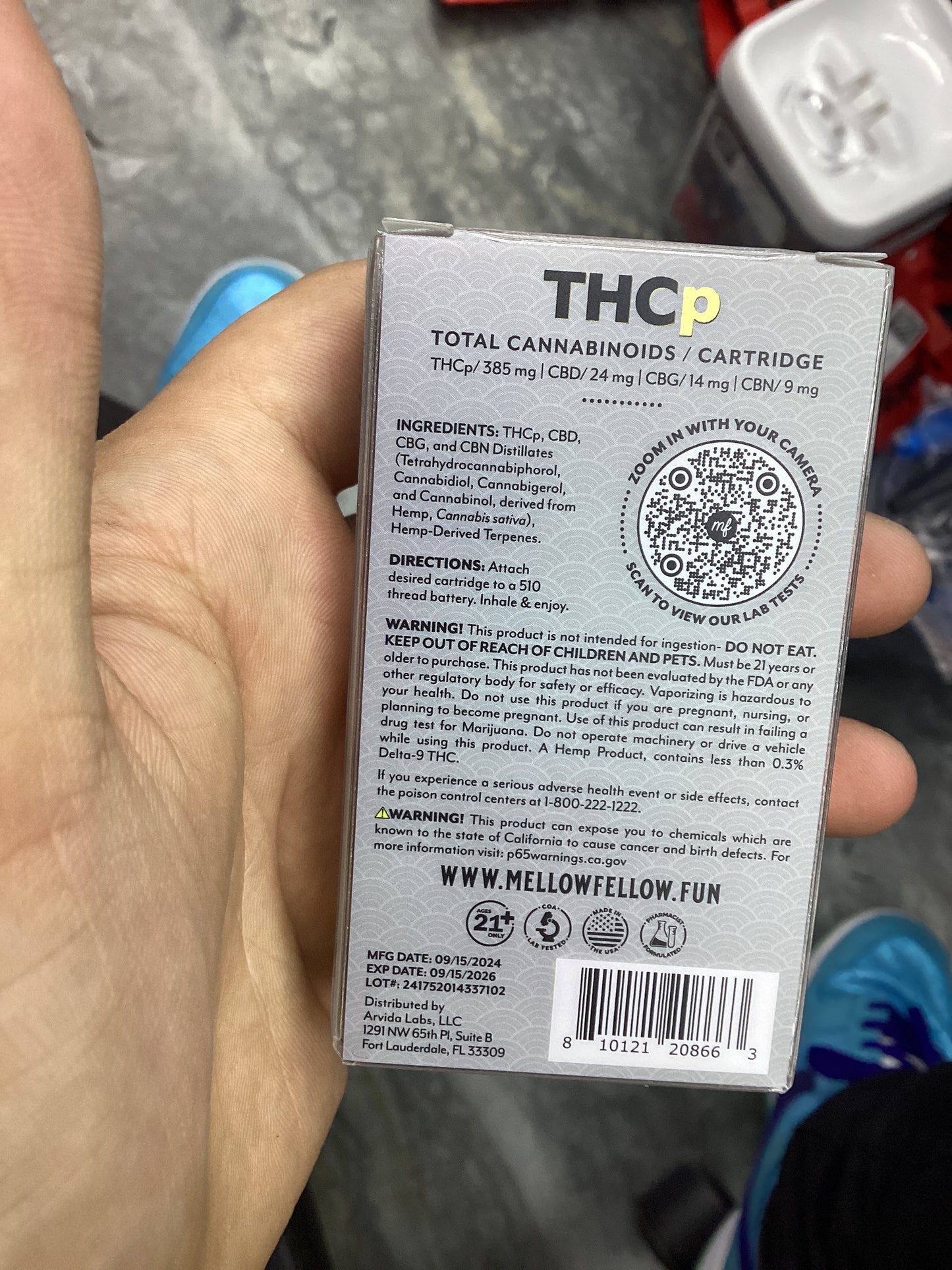 Mellow fellow thcp 0.5g vape cereal milk sativa