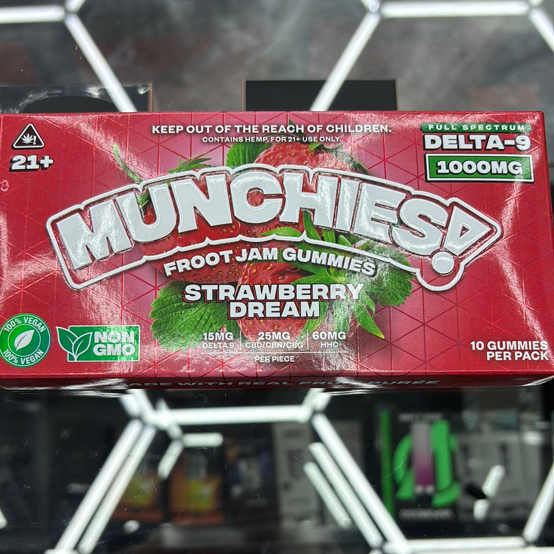 Munchies fruit jam gummy strawberry dream 10 gummy’s per pack 1000MG