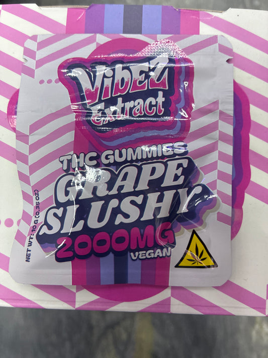 Vibez extract Thc gummies 2000mg vegan grape slushy